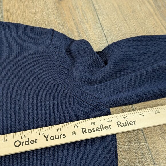 Talbots Cardigan Sweater Womens Large Petite Navy Blue Long Sleeve Open Front - Picture 7 of 9